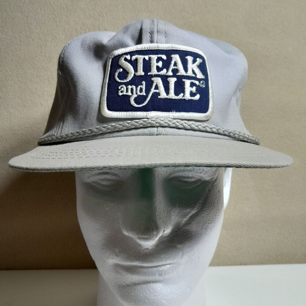 Vintage Steal And Ale Cap with Braided Rope Accent Patch Adjustable
